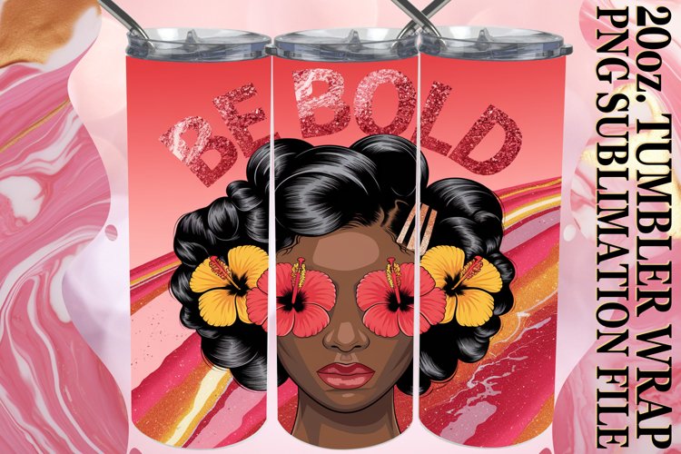 Whimsical views 20oz tumbler wrap, Afro Woman