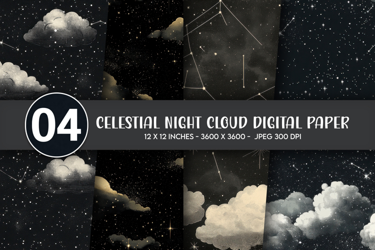 Celestial Night Cloud Digital Paper