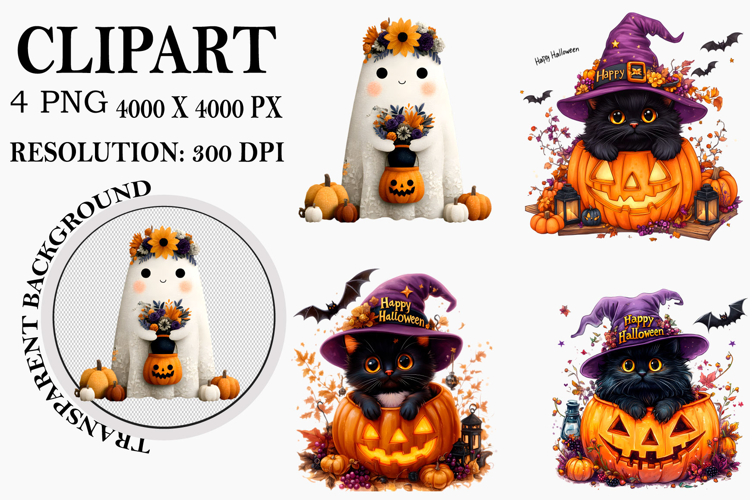 Halloween Sublimation Clipart Watercolor PNG