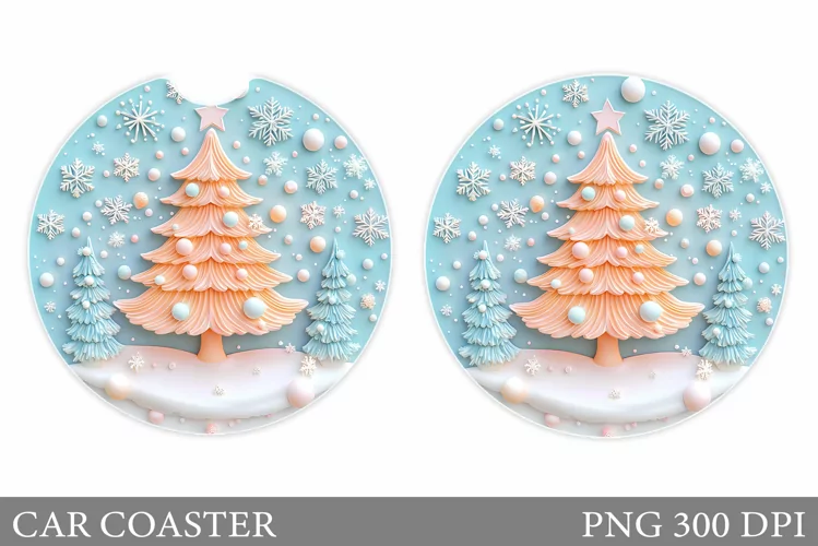 Christmas Tree Car Coaster. Christmas Coaster Sublimation