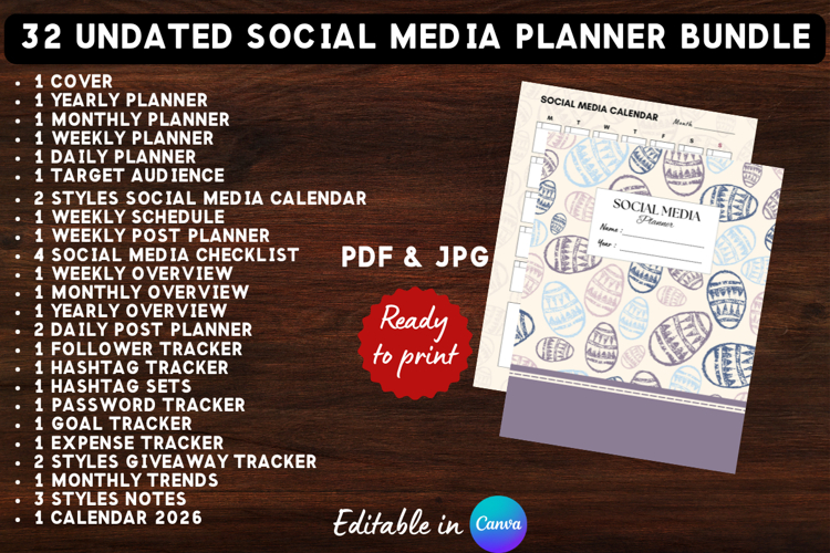 32in1 Printable Social Media Planner Template Bundle 10