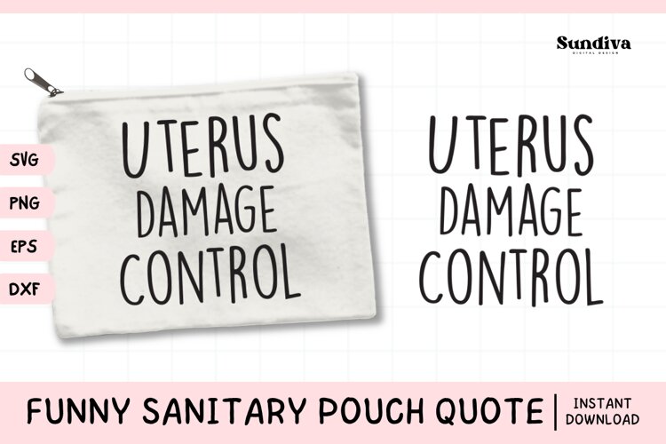 Funny Sanitary Pouch Quote | Uterus Damage Control