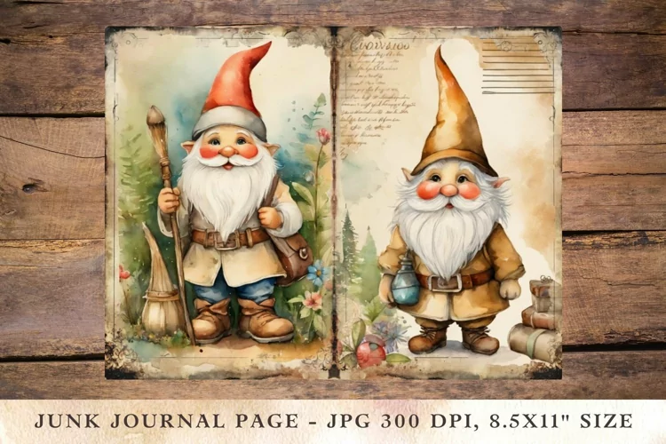 Printable Junk Journal Pages gnome 9