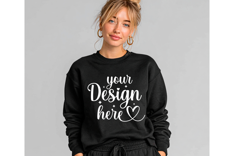 Gildan 18000 Black mockup, Gildan blank mockup