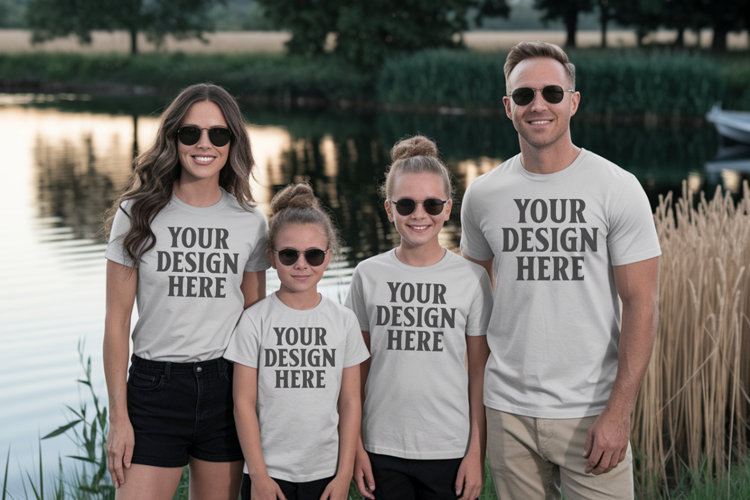 Bella Canvas 3001 Family Group T-Shirt Mockup