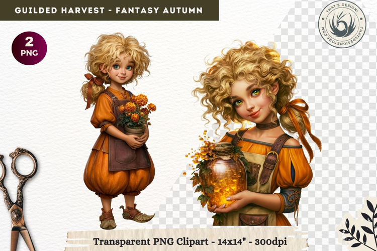 Fantasy Autumn Gilded Harvest PNG Clipart whimsical witch