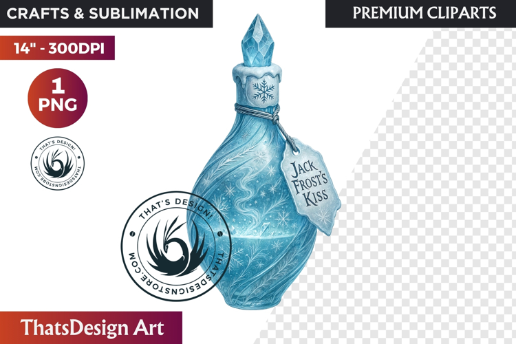 Christmas Winter Potion Bottles PNG, Magical Holiday Clipart