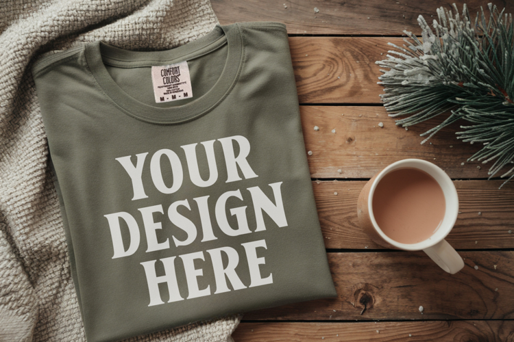 Forest green Comfort Colors 1717 Christmas Folded T-Shirt Mo