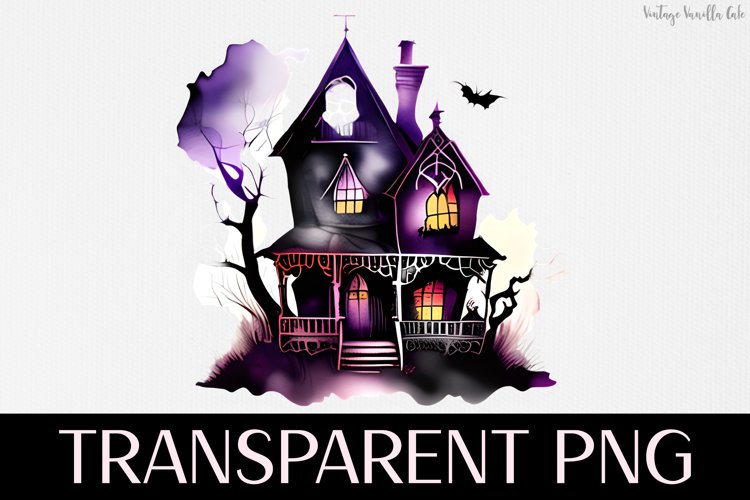 Haunted House - Transparent PNG Halloween Clipart Graphic example image 1