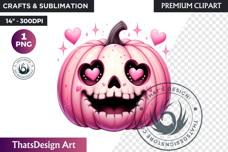 Pastel Goth Halloween Pumpkin PNG, kawaii pink halloween