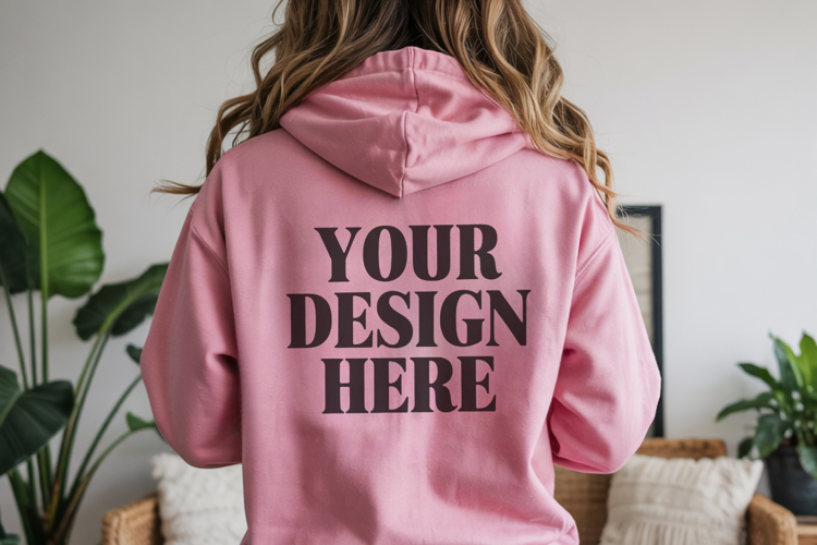 Pink Gildan 18500 Hoodie Mockup ,Cozy Unisex Sweatshir