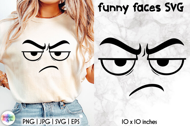 Funny Smiley Face SVG, Sarcastic Cartoon Face Expression PNG example image 1