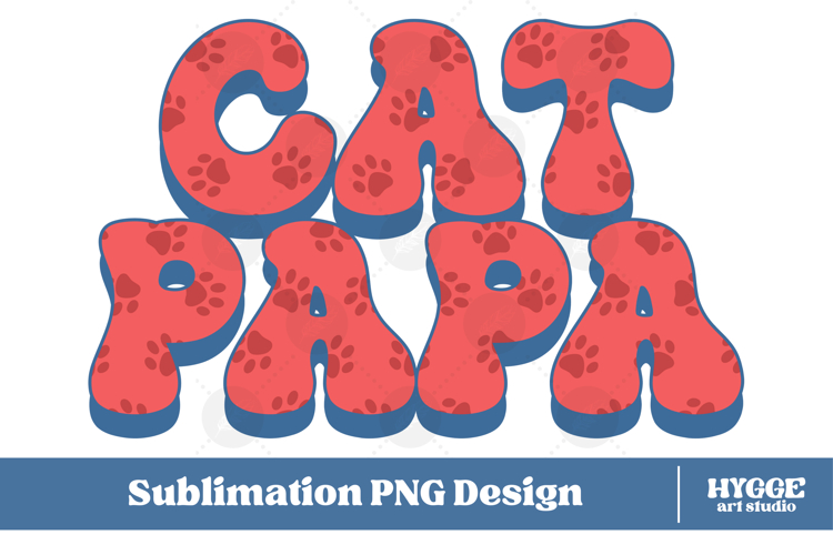 American Cat Papa 4th of July USA Paw DTF PNG Sublimation