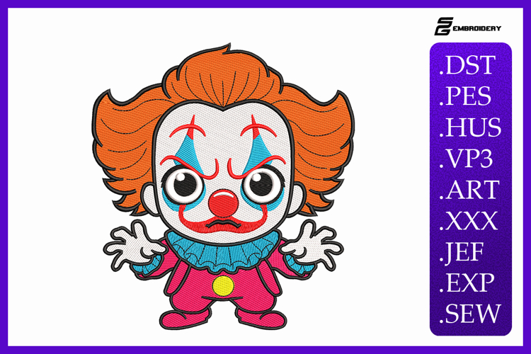 Spooky Clown Embroidery Designs For Machine