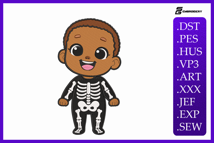 Baby in Skeleton Costume Embroidery Designs For Machine