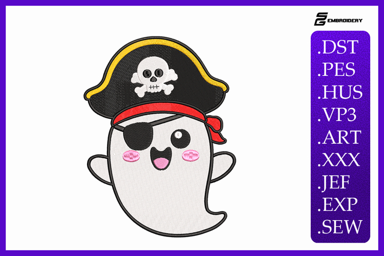 Halloween Pirate Ghost Embroidery Designs For Machine