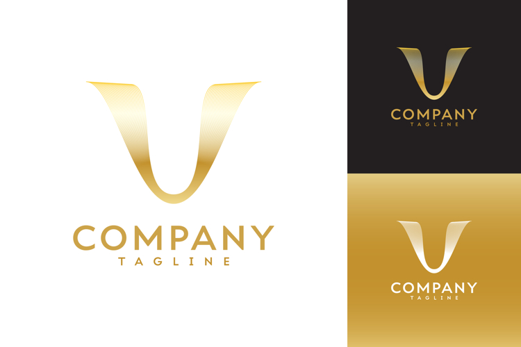 Elegant golden letter V design logo