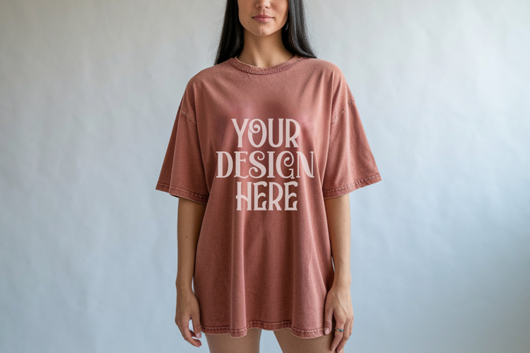 Comfort Colors 1717 Terracotta T-shirt Mockups, Real Model