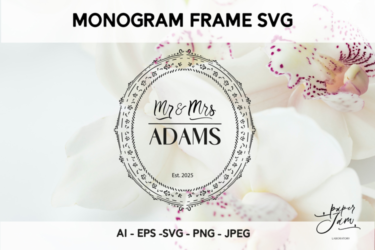Elegant Floral Oval Monogram Frame SVG