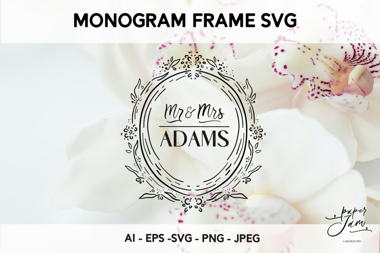 Ornate Round Wedding Monogram Frame SVG