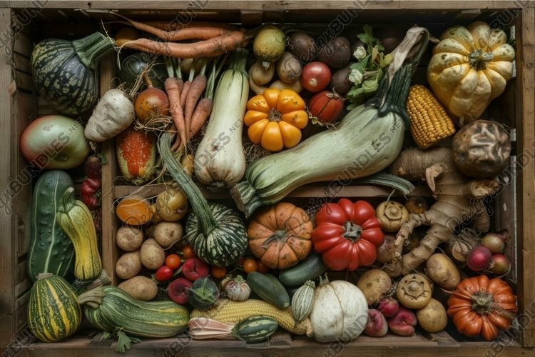 Crate Overflowing With Freshly Harvested Organic Vegetables Crate Overflowing With Freshly Harvested Organic Vegetables