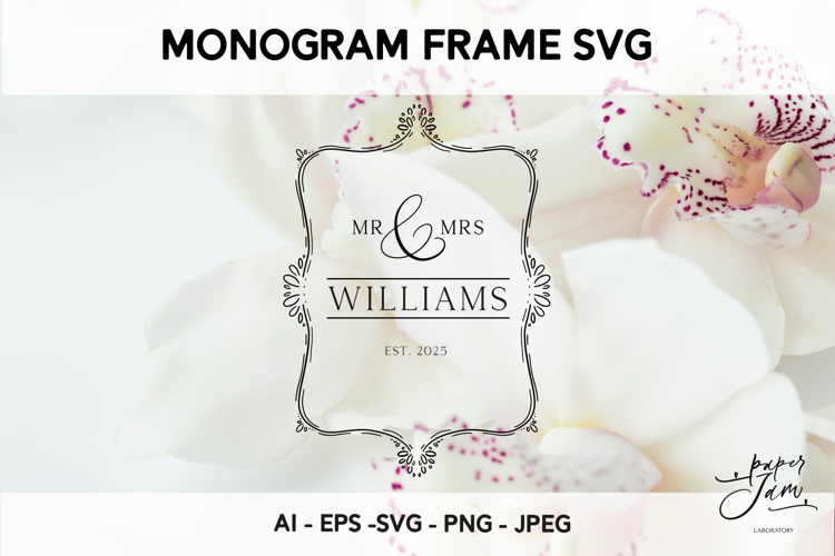 Elegant Floral Monogram Frame SVG