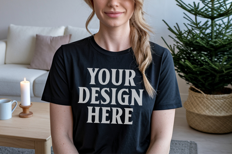 Black Tshirt Mockup Image 24