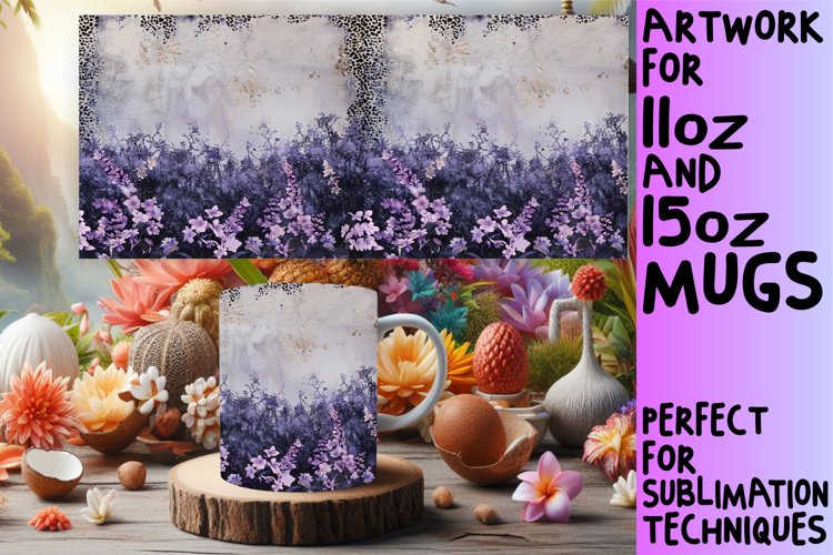 Glittery Flower Leopard Mug Design