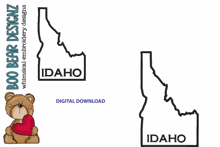 I love Idaho Embroidery design digital download 2 sizes