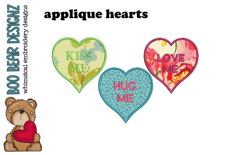 Three Candy Hearts Applique Design