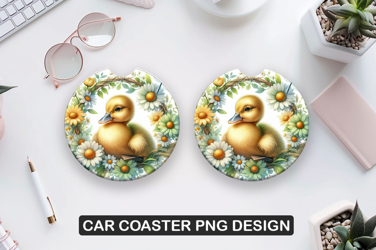 Duck Sitting Car Coaster Sublimation| Animal Coaster PNG