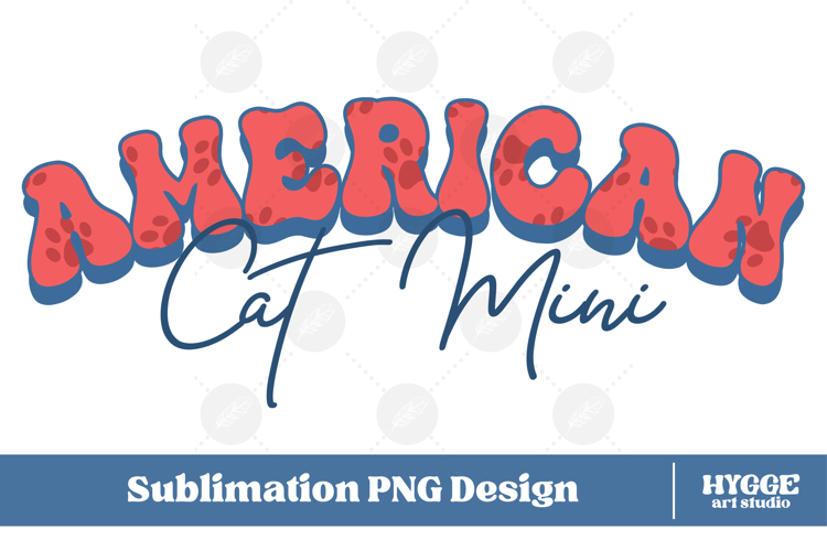 American Cat Mini 4th of July USA Paw DTF PNG Sublimation