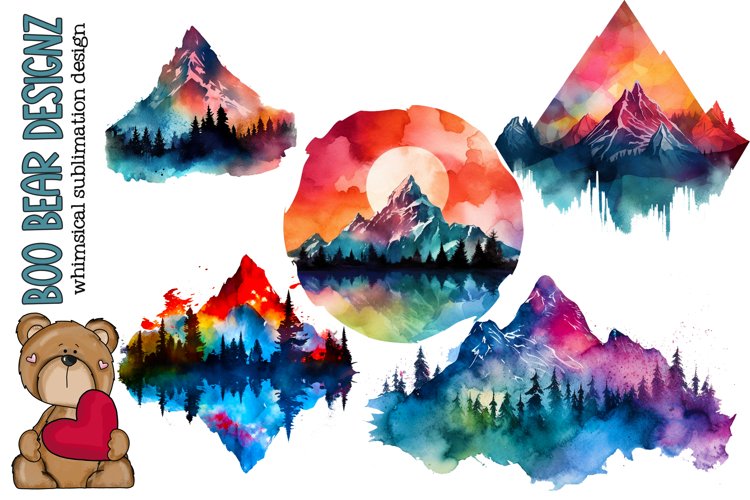 Watercolor Mountain Sublimation design example image 1
