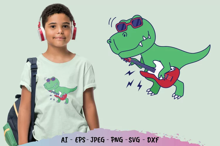 T-Rex Rock and Roll for T-Shirt Design