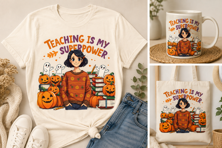 Halloween Teacher PNG | Teaching Is My Superpower Ghosts