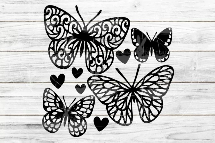 4 Butterflys SVG DXF EPS PDF PNG JPG