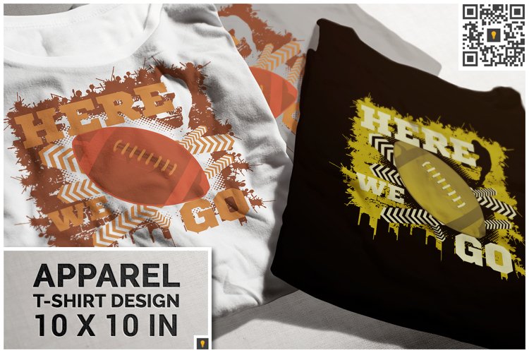Here We Go Football Theme T-shirt Design example image 1