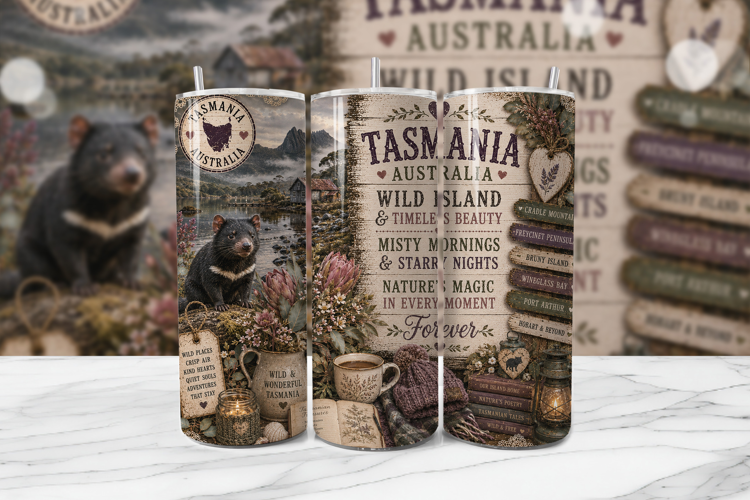 Tasmania Wild Island Tumbler Wrap PNG