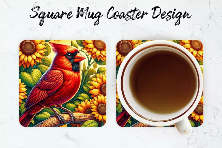 Cardinal bird Mug coaster | Coaster | Sublimation