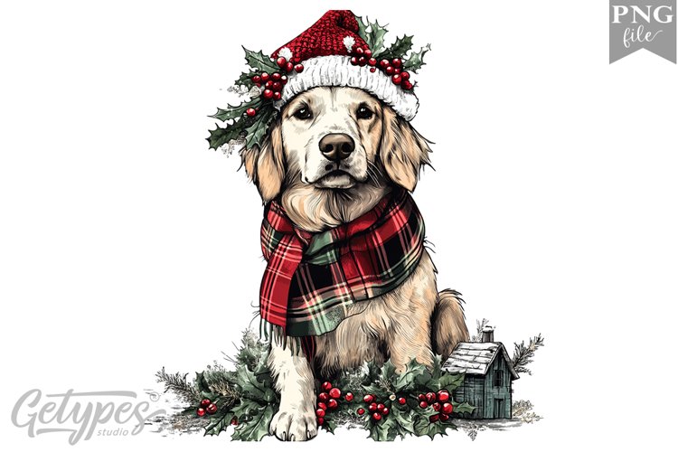 Christmas Dog Clipart Design - High Quality 300 Dpi