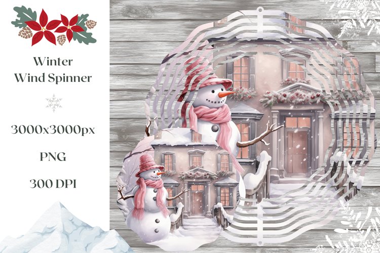 Christmas Wind Spinner, Cute Snowman Sublimation Spinner PNG