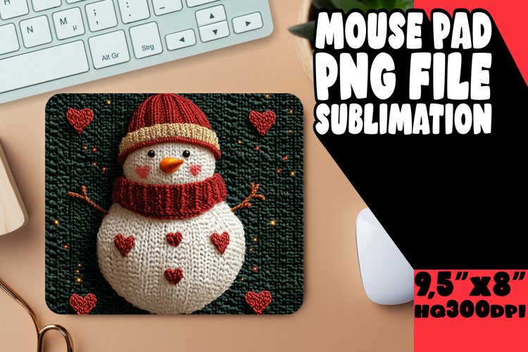 Whimsical Mouse Mat Sublimation, Snowman