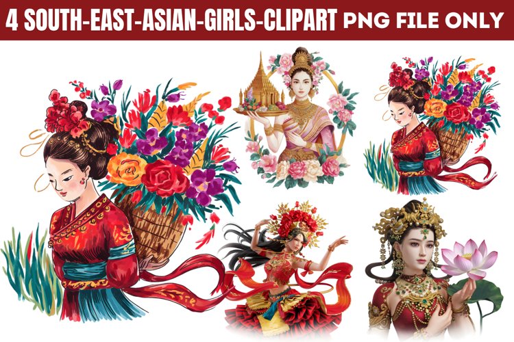 South East Asian Girls Clipart PNG example image 1
