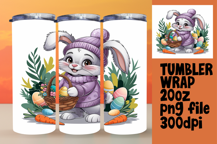 Sublimation Artwork for 20oz Tumblers , Easter Bunny
