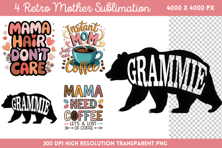 Retro Mother Sublimation PNG