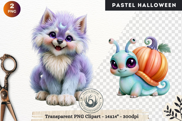 Cute Halloween Pastel characters Clipart sublimation