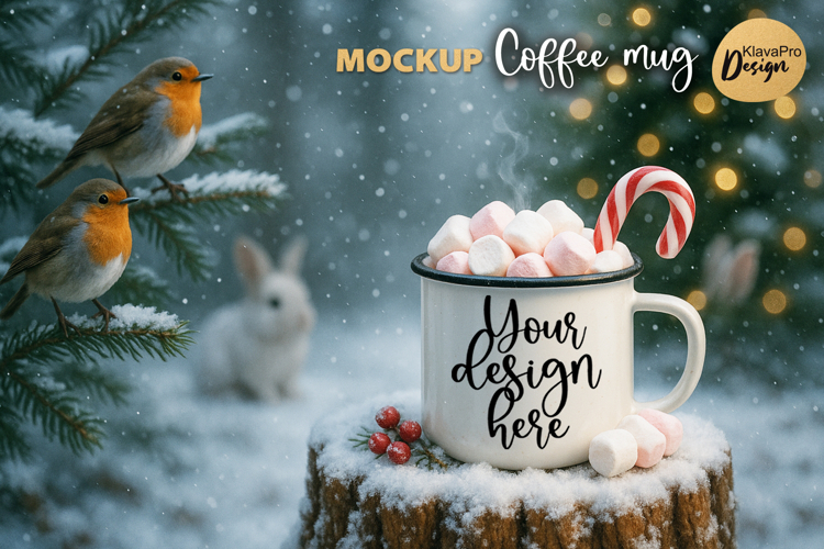 Christmas Mug Mockup Enamel Cup | Holiday Mockup PNG | JPG