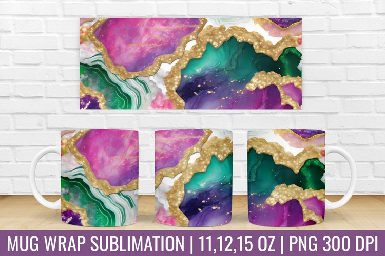 3D Mug Wrap | Agate Marble Mug Sublimation Design