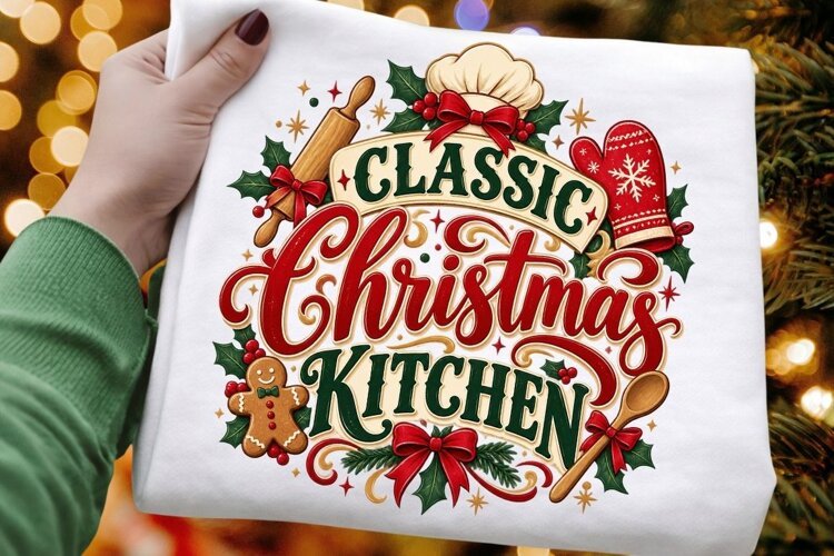 Classic Christmas Kitchen PNG - Vintage Holiday Baking Chef example image 1