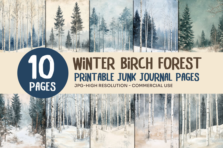 Winter Birch Forest Journal Pages example image 1